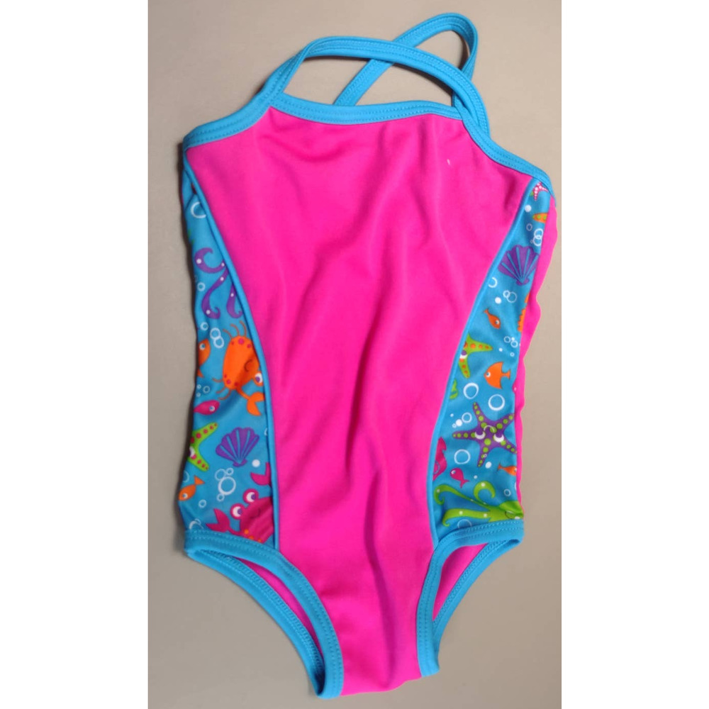 Girls Pink and Blue 18-24 months Fish One Piece Swim Suit